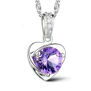 925 STERLING SILVER AMETHYST PENDANT NECKLACE